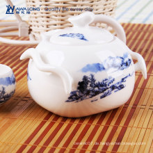 Guter Preis Mini keramische Teekanne gesetzt für Verkauf / blaue gedruckte traditionelle chinesische Teekanne und Schalen